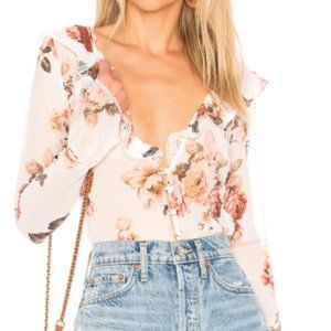 Majorelle Fleur Blouse - White Zinnia, Size L